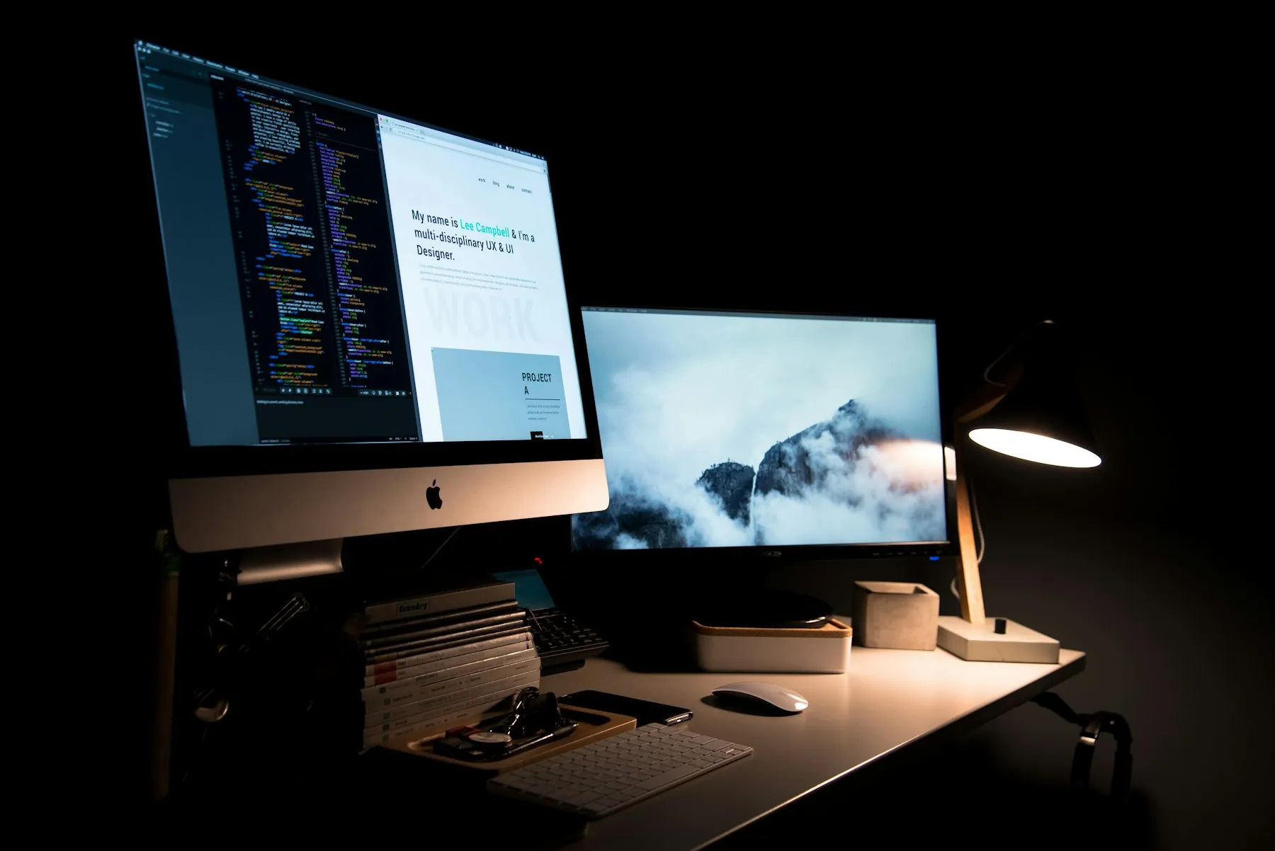 Desktop and second display during a late build session